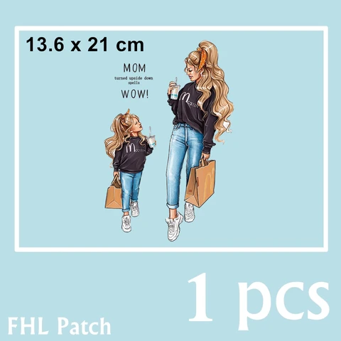 Patches Heat Transfer Mom Girl Patch On Clothes Super Mom Baby Queen Stickers On T-shirt Dresses Jeans Applique S2-D131