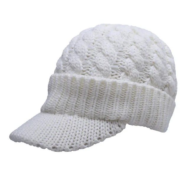 White beanie with brim Clearance