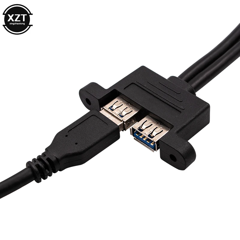 Двойной порт USB3.0 папа-двойной USB 3,0 Женский удлинитель USB3.0 папа-мама панель кабель перегородка кабель-0,3 м