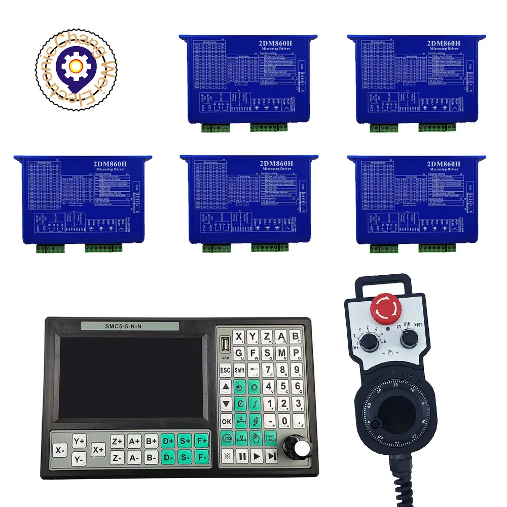 

CNC kit 5-axis SMC5-5-N-N motion control system 2dm860h stepper motor driver CNC controller nema34 motor control system