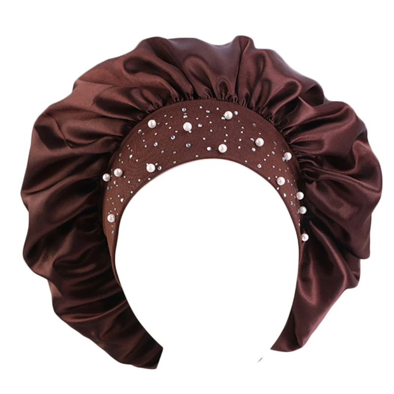 Women Extra Large Satin Long Sleep Cap for Dreadlocks Curly Hair Bonnet Loose Night Sleeping Hat Elastic Band Headwrap Stretchy ladies headbands for short hair Hair Accessories