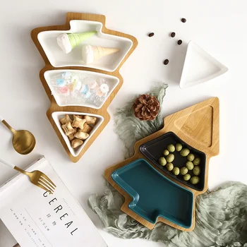 

Nordic compartment home Christmas fruit platter melon seeds dried fruit candy dish snack dish ceramic snacks WF530202