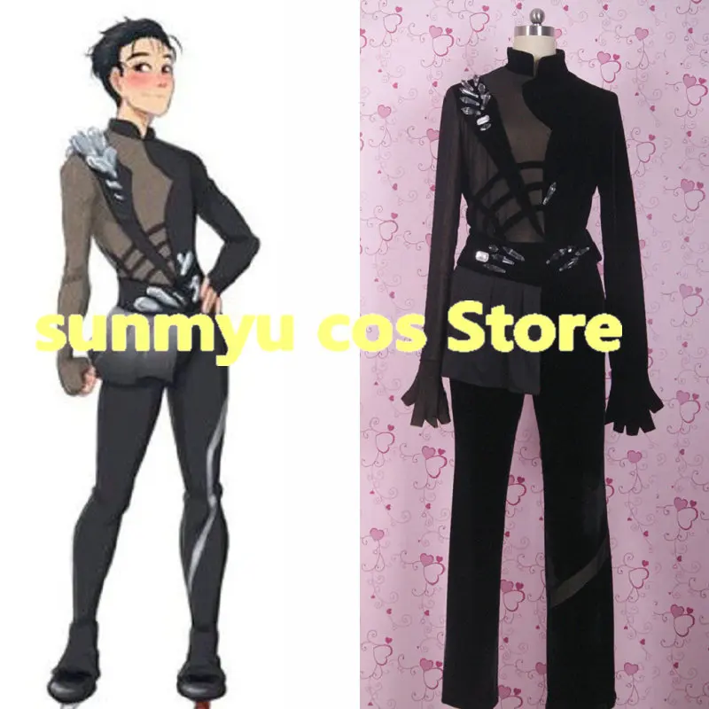 YURI!!! on ICE Katsuki Yuri black figure skating clothes Cosplay Costume Custom Size HalloweenWholesale |