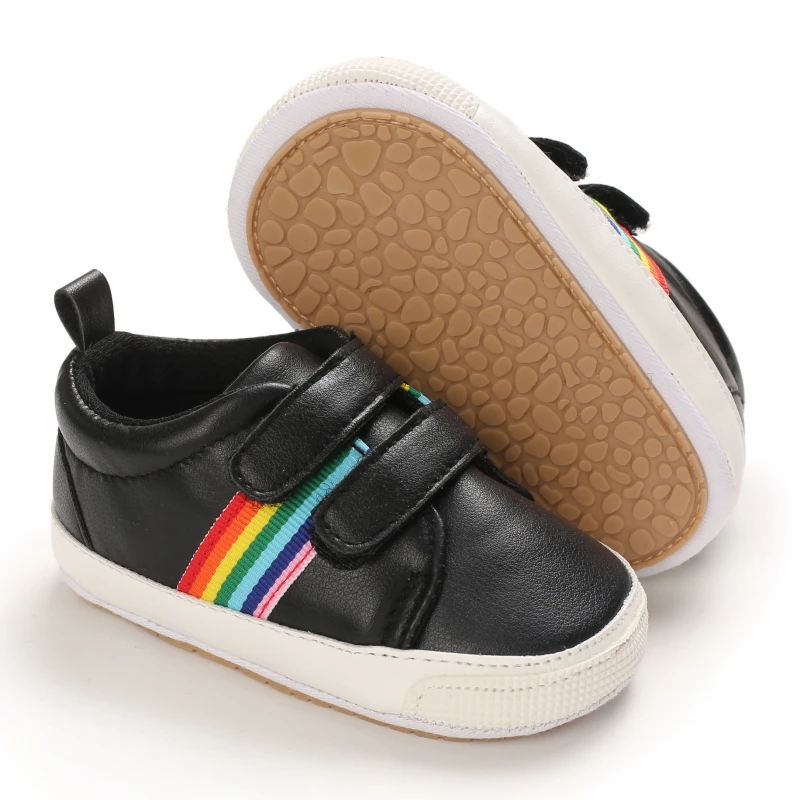 Newborn Baby Shoes Boys Girls Toddler Shoes PU Toddler Sneakers Rubber Non Slip Soft Sole Infant First Walkers 0-18 Months 6