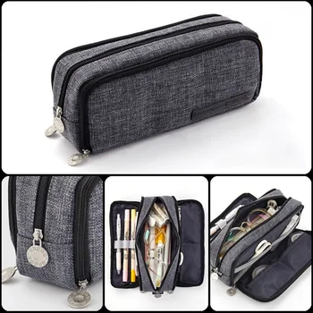 

1pcs Big Pencil Case Canvas Large Capacity Pencilcase School Pen Case Supplies Pencil Bag School Box Pencils Pouch Stationery