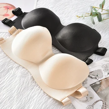 

NewPush Up Bras Female Sexy Bra Women Lingerie Seamless Invisible Bras 2020 Half Cup Bra Brassiere StraplessWire Free Underwears