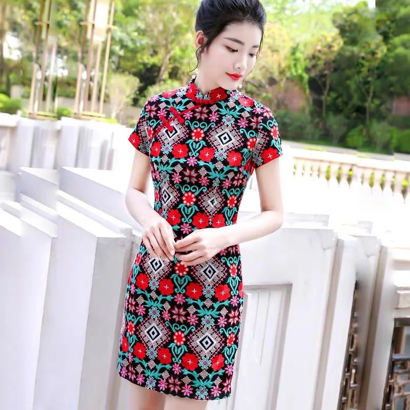 Китайский стиль этнические экзотические Винтаж Cheongsam девушка qipao