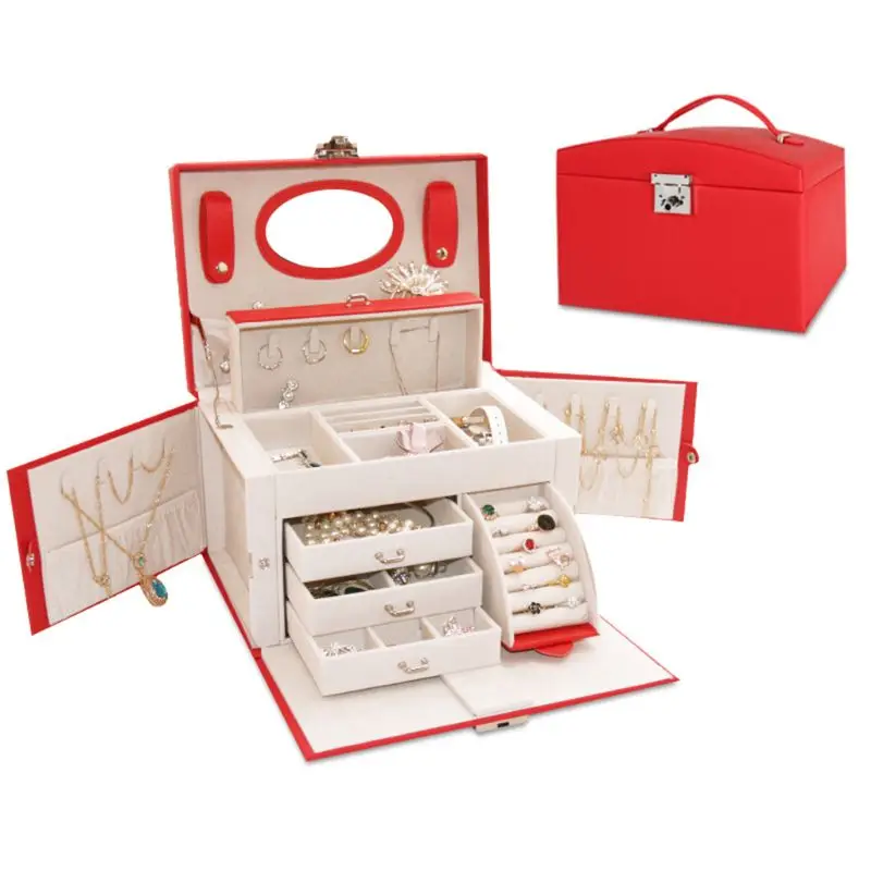 

Faux Leather Jewelry Box Organizer 6 Colors Available Vintage Gift Case