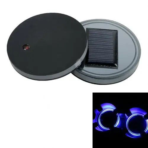 2Pcs Solar Power LED Light Round Cup Mat Pad Coasters Car Interior Decoration - Название цвета: Синий