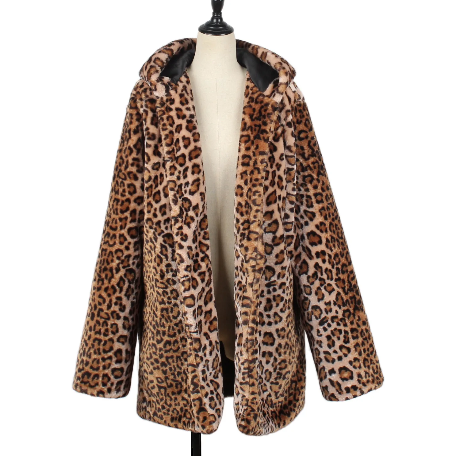 Горячая распродажа Новые горячие женские зимние леопардовые пушистые флисовые куртки пальто кардиганы с капюшоном джемпер Топы Клубная одежда