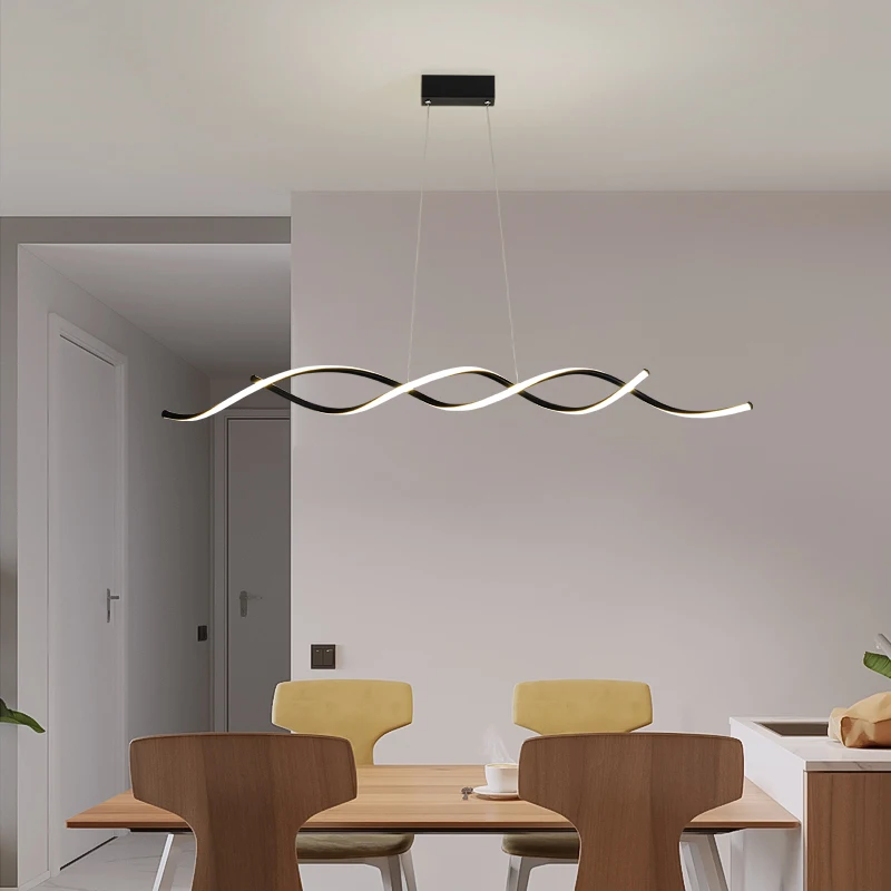 Современный светодиодный светильник-люстра черного/белого цвета, алюминиевая домашняя Люстра для столовой, кухни, бара, люстры