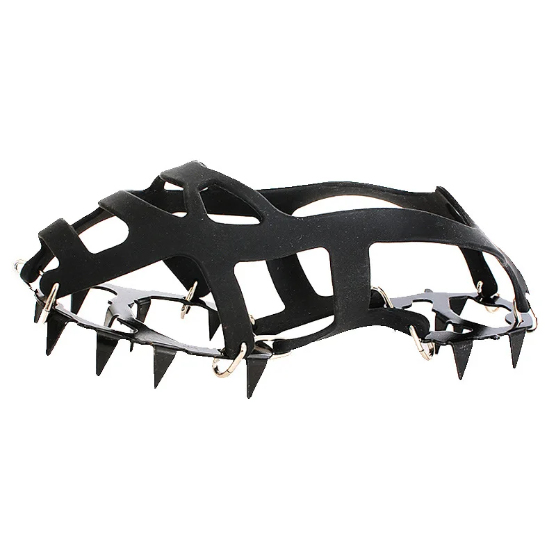 Outdoor 18-toothed silicone ice claw ice-climbing equipment anti-skid shoe sleeve hiking nail manganese steel foot cover chain