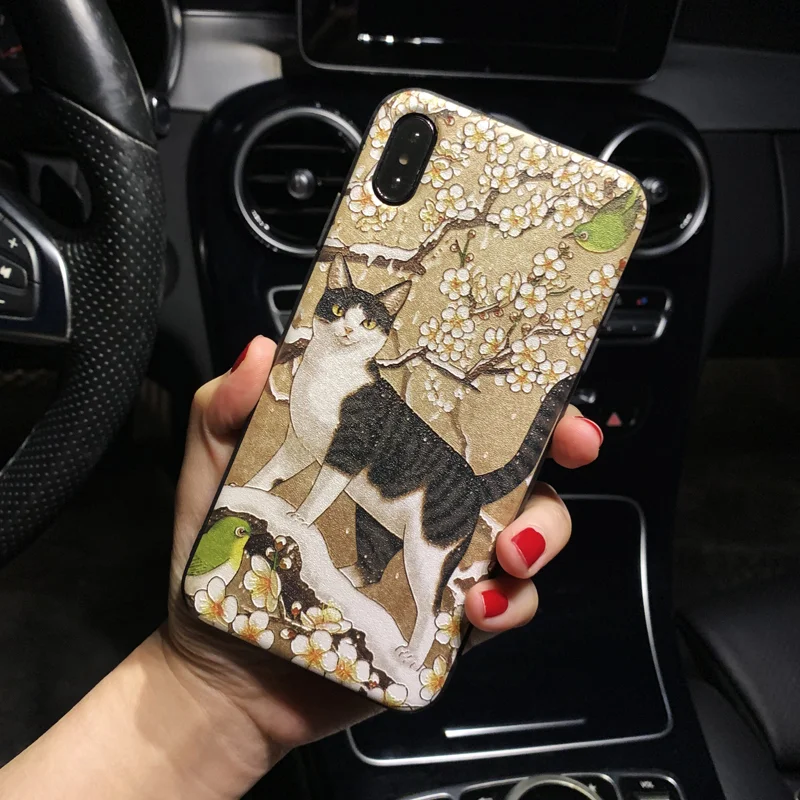 3D крышка тиснения для samsung Galaxy A70 A40 A50 A10 A20e A30 A60 A3 A5 A7 A9 A6 A8 плюс S10 плюс M30 чехол с милым котом