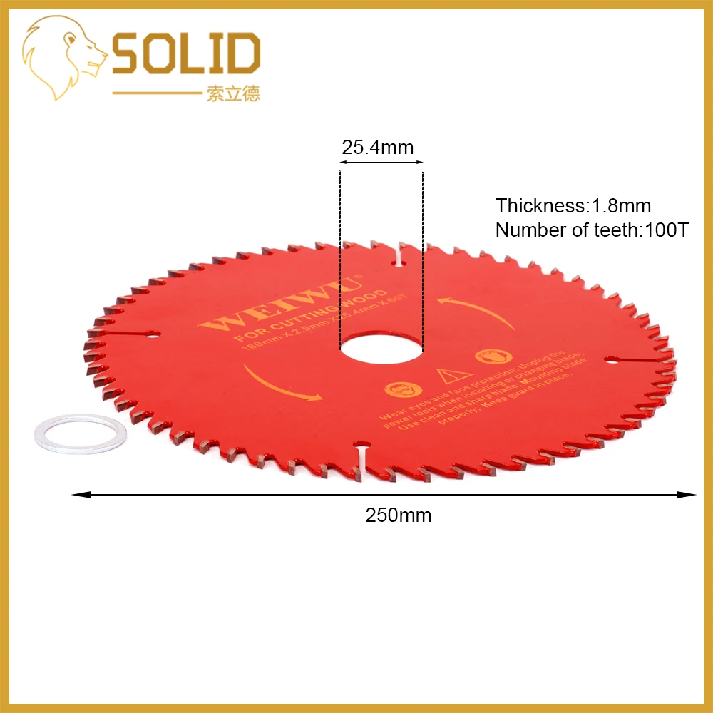 250 мм карбидная циркулярная пила лезвие для резки по дереву круглое колесо Диски для фреза для деревообработки диаметр 25,4 мм 40/60/80/100/120T красный
