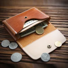 

Handmade Card Holder Top Layer Cowhide ID Card Holder Vintage Vegetable Tanned Leather Office Organizers Desk Accessories