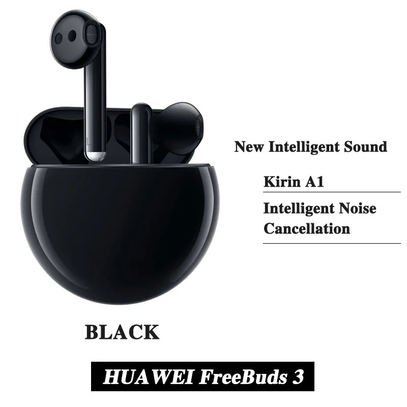 HUAWEI FreeBuds 3 Bluetooth наушники kirin A1 интеллектуальное шумоподавление кран контроль быстрая Беспроводная зарядка - Цвет: FreeBuds 3 black