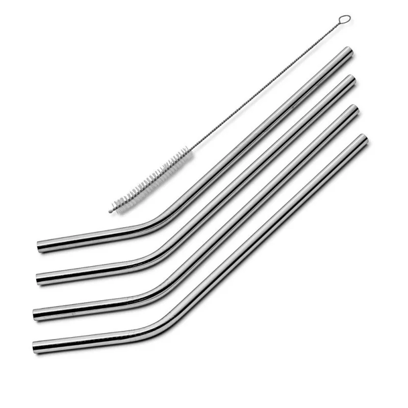 Reusable Metal 304 Stainless Steel Sturdy Bent Straight Drinking Straw