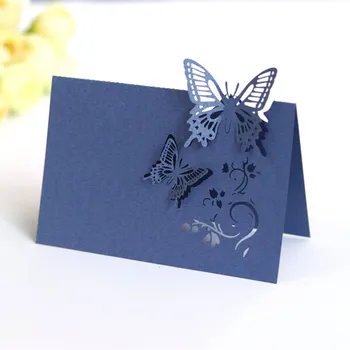 

New Invitation Card Wedding Sign-in Table White Card Laser Hollow Seat Card Three-dimensional Butterfly Table Card 100pcs 6Z