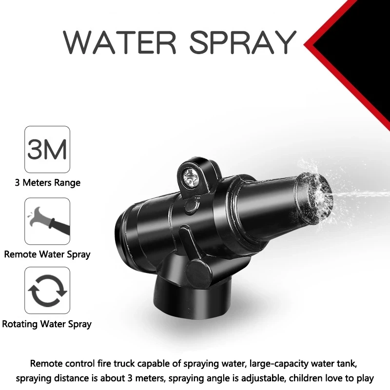 Simulation One Key 360° Water Spray RC Firefighter Truck 2.4G Siren Light Exqusite Interior Tank Children's Remote Control Truck 3