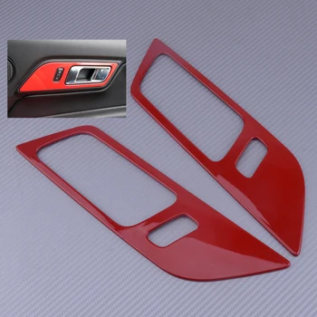 

DWCX 2pcs Red Car Interior Door Handle Bowl Frame Cover Decor Trim fit for Ford Mustang 2015 2016 2017 2018 2019