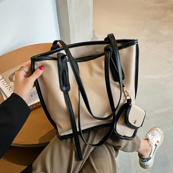 

Vintage Women tote bags Shoulder Bag Female Causal Totes for Daily Shopping All-Purpose High Quality Dames Handbag with wallet