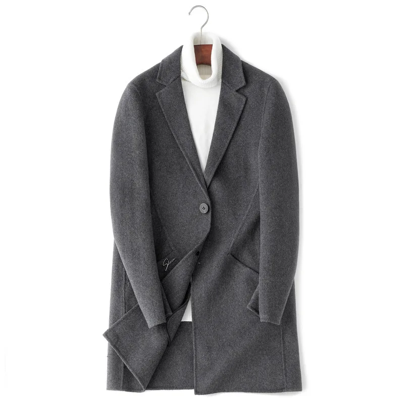 

Man Two-sided Wool Wool Woollen Overcoat Self-cultivation Long Fund Nh Windbreaker Handsome Loose Coat