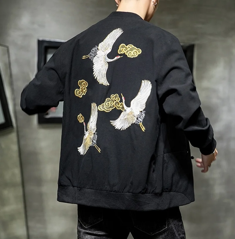 Winter Men Embroidery Baseball Jacket Thick Warm Harajuku Loose Coat Youth Ma-1 Bomber Jacket Male Japanese Streetwear KK3040