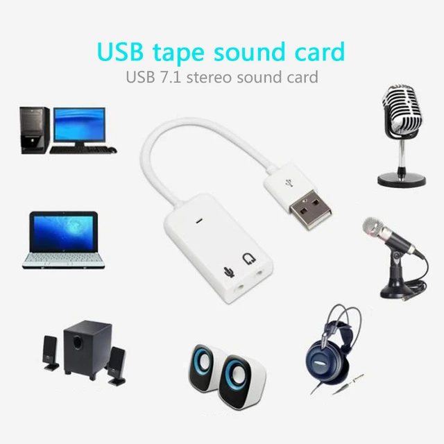 Adaptador USB a Jack 3.5mm Micrófono/Auriculares Estéreo Tarjeta de Sonido  3D PC