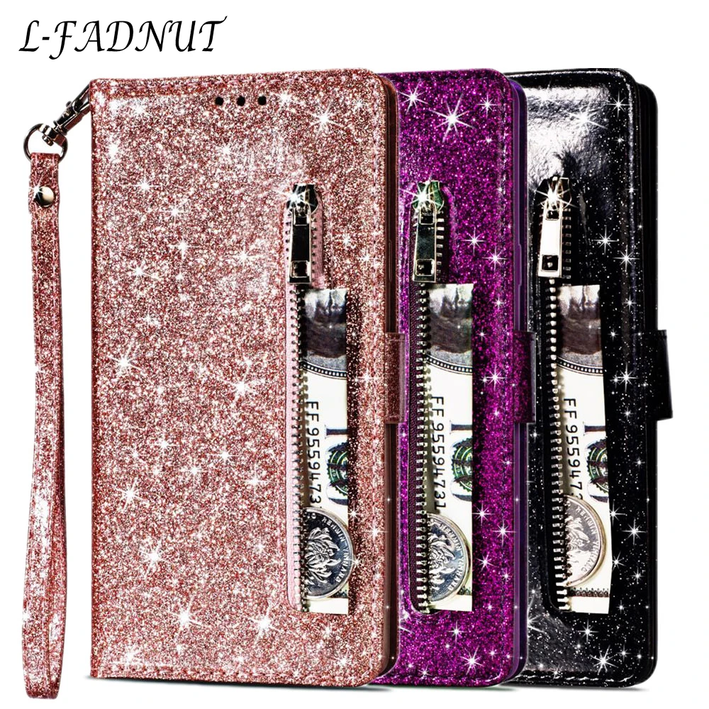 

L-FADNUT Luxury Elegant Bling Cover For iPhone X Xr Xs 11 Pro Max Cute Wallet Flip Leather Case For iPhone 7 8 6S 6 Plus 5 5S SE