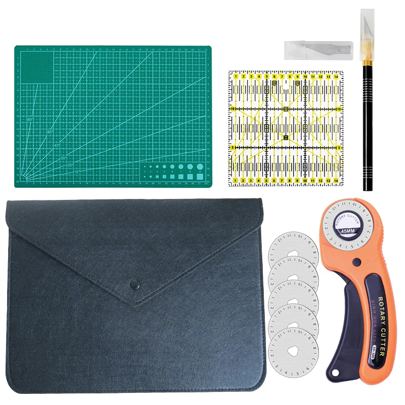 

Jiwuo 5Pcs Cloth Knife Patchwork Ruler DIY Sewing Quilting Tools Handmade Cloth Hand Cutting Knife Patchwork Sewing Quilting Kit