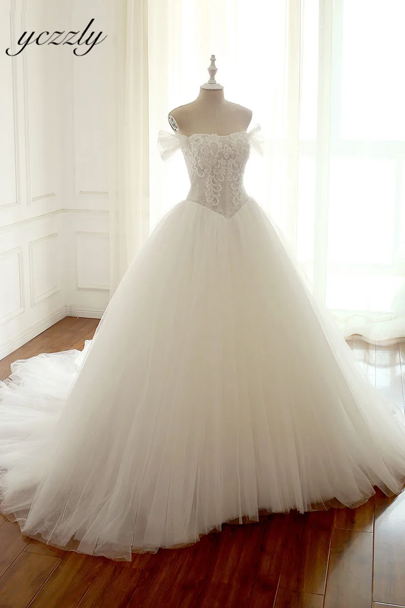 Abiti Da Sposa Элегантное свадебное платье для принцессы с открытыми плечами бальное платье с кружевной аппликацией платье невесты с отделкой бисером Suknia Slubna W130