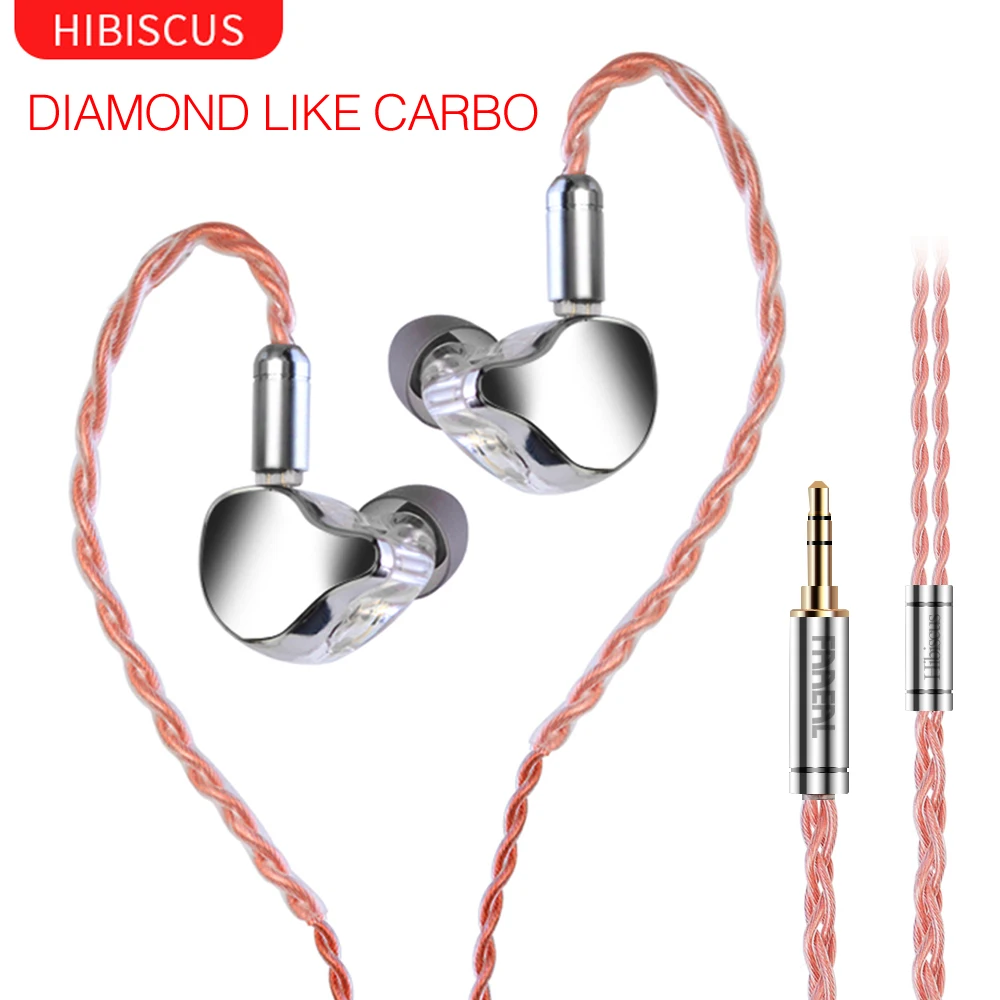 

FAAEAL Hibiscus Diamond Like Carbon Diaphragm Dynamic HIFI In Ear Earphone Monitor Stage IEM Earbud Plating Metal Headset