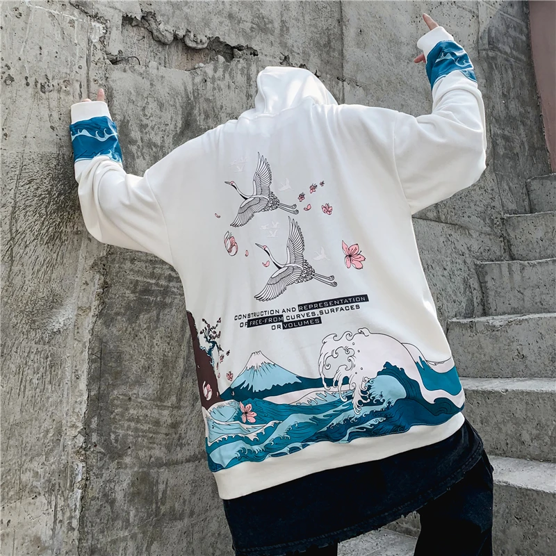 Japan Hoodie Men Streetwear Long Sleeve Loose Cotton Hoody Autumn