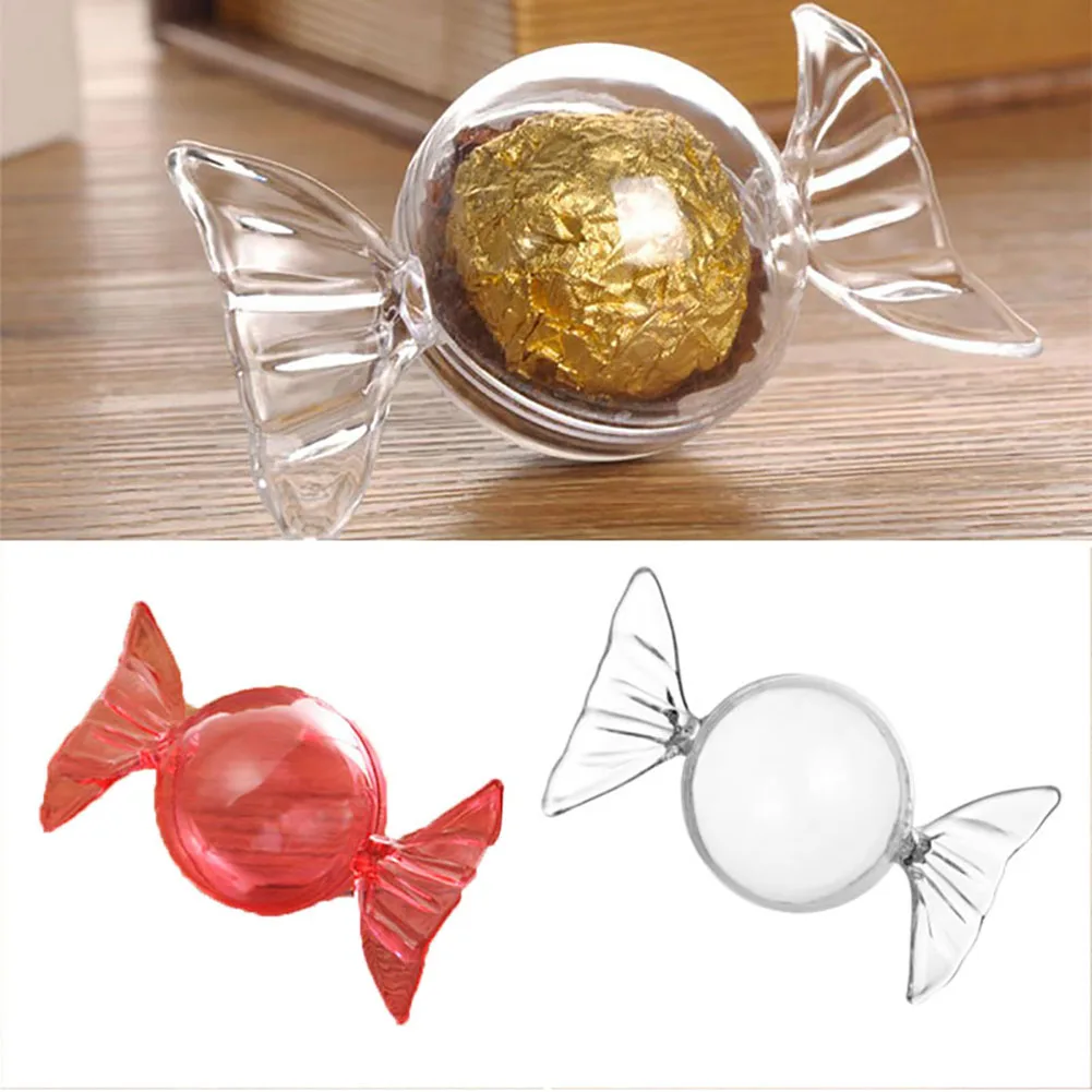 

New Product 12Pcs creative candy shape wedding candy box storage transparent plastic plastic candy shape candy box Solid Color