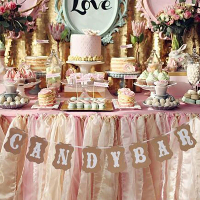 Hot Sale Candy Bar Kraft Paper Cardboard Bunting Banner Sign Baby Shower Birthday Party Buffet Garland Vintage Wedding Decor Decorative Decorative Decoration Weddingbaby Decoration Aliexpress