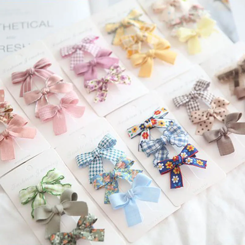 3Pcs/Set Baby Hair Clips For Girls Flower Printed Bows Kids Girl Hairpins Lattice Children Barrettes Baby Girl Hair Accessories accessoriesdiy baby 