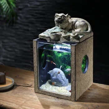 

Recruitment mink flowing aquarium ornaments Chinese style home antique Fengshui town house fish pond waterscape table decorati