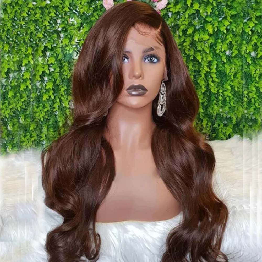 US $109.85 Dark Brown Lace Part Human Hair Wigs For Black Women Spanish Wave Pre Plucked 13x4 Lace Frontal Wig Closure Wig