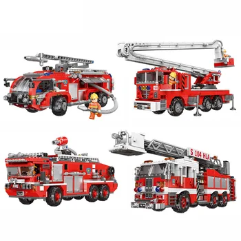 

Technic City Fire Truck Series The Rescue Vehicle Sets Model Building Kit Block Bricks Firefighter Toys for Kids
