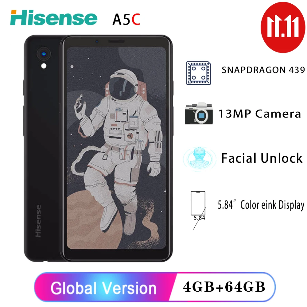 Google Play Hisense A5C Android 9.0 Smart Phone Muilt-Language Color Eink Display Protect eye Ebook Reader Kindle yota facenote | Мобильные