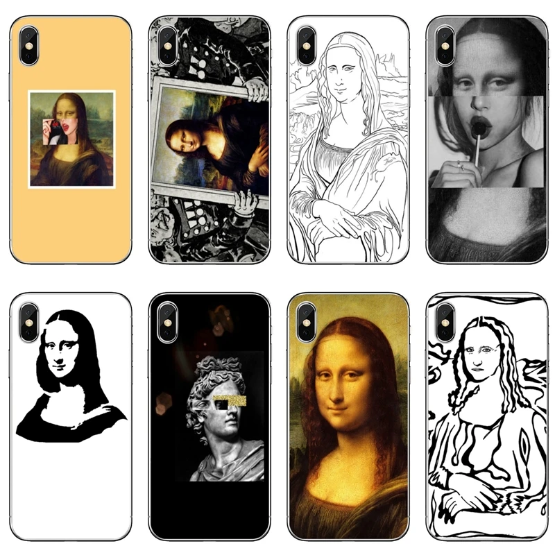 Soft cover case Mona Lisa Art David lines For Samsung Galaxy J8 J7 J5 Prime pro J3 A3 A5 A7 2018 2017 2016 | Мобильные телефоны и