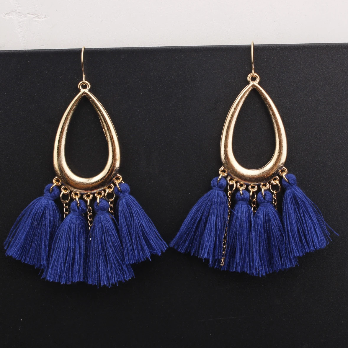 

new Ethnic Boho Tassel Crystal Long Ear rings red Beige Silk Fabric Drop Dangle Earrings For Women indian Jewelry 2019 oorbellen