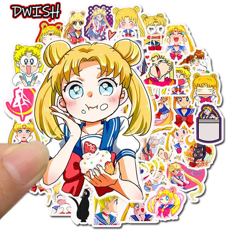 

50pcs/Pack Waterproof PVC Sailor Moon Stickers Skateboard Guitar Suitcase Bicycle Girl Graffiti Sticker Kids Funny Classic Toy