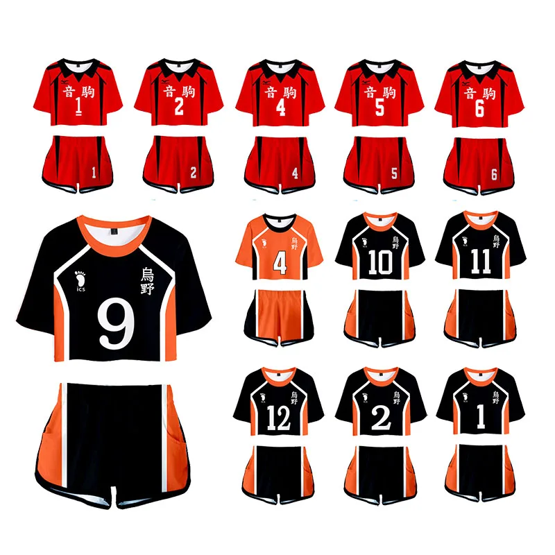 

Haikyuu Cosplay Costume Hinata Shoyo Shirt Shorts Nishinoya Yuu Uniform Sports Karasuno Koukou High School Volleyball Club Women