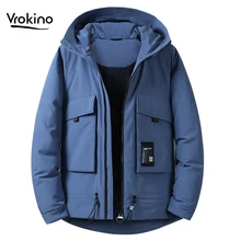 Высокое качество мужской зимний пуховик русский 90% белый утиный пух Молодежная куртка с капюшоном брендовая одежда