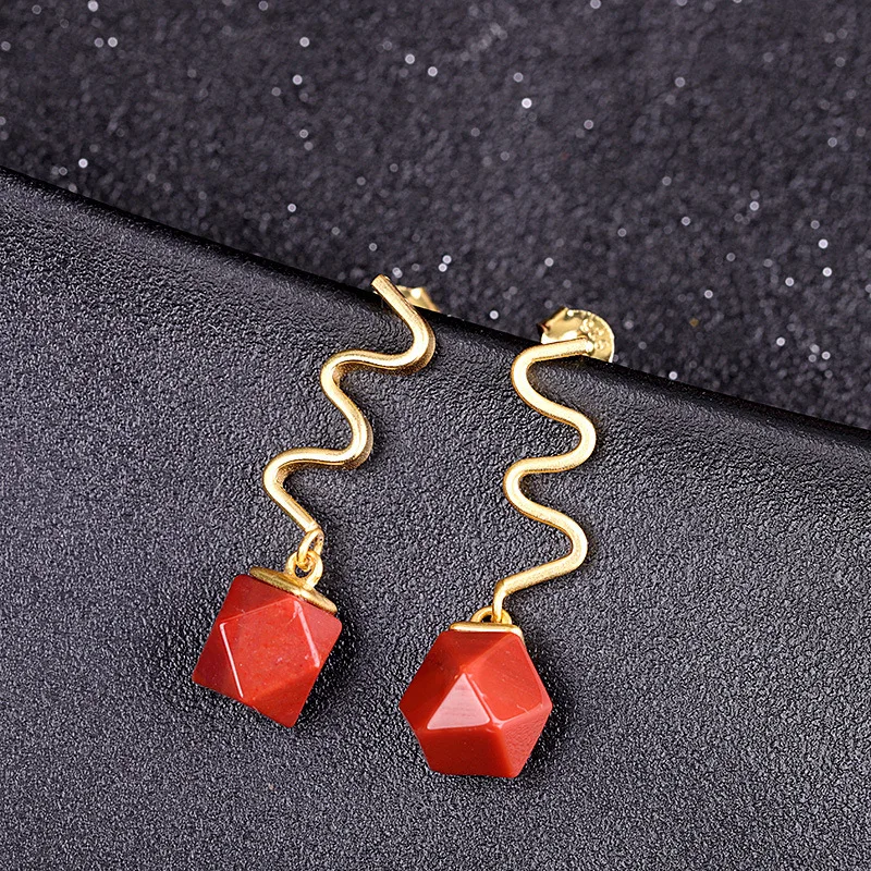 Edition Gold-plated Earrings 925 Silver Ornaments Product New Contracted Women's South Onyx Fine S925 | Украшения и