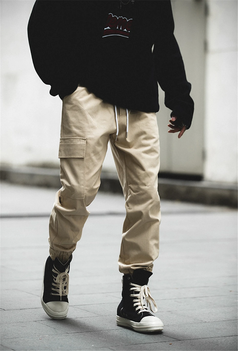 Мужские спортивные штаны для бега, уличная одежда, спортивные штаны в стиле хип-хоп, однотонные повседневные мужские брюки черного цвета
