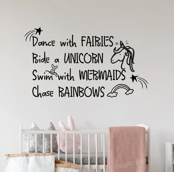

Wall Decals for Girls Nursery Unicorn Quote Wall Vinyl Stickers Kids Room Wall Decoration Inspiring Words Decal A308