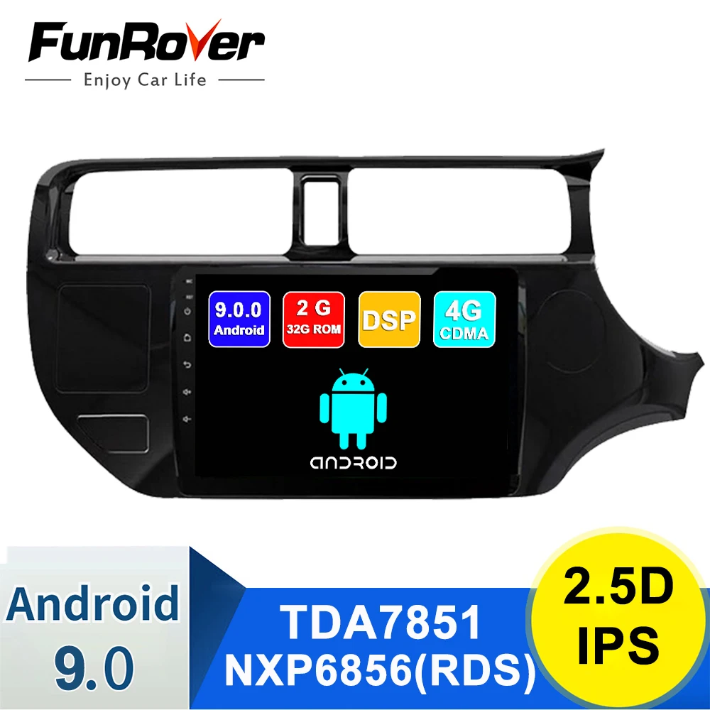 

FUNROVER IPS 2G+32G Android9.0 Car Radio Multimedia autoradio Player Navigation GPS For Kia RIO K3 2012-2014 2din right drive FM