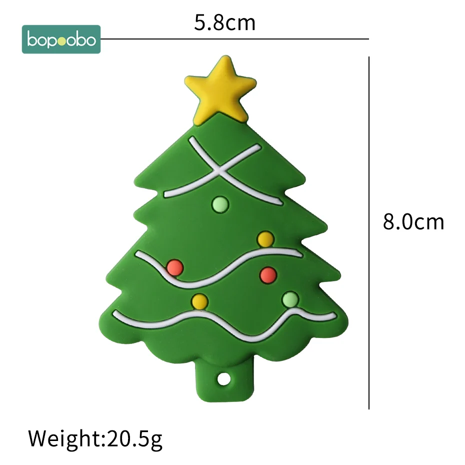 Christmas Tree Bopobo 1 шт. силиконовый Прорезыватель в виде снежинок, Рождественская елка, подвеска в виде звезды, Рождественский олень, подарки для ребенка, лося, пряники, мансbaby, Прорезыватель для зубов - Цвет: Christmas Tree